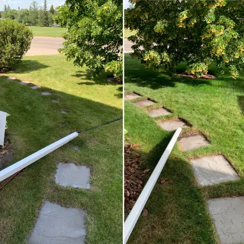 Cut around the edges of the paving stones to make them more visible and useable